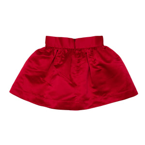 Red holiday skirt for teen girls with subtle pleats and elegant shine, Henry Duvall Sutton Skirt with elastic waistband and classic A-line silhouette
