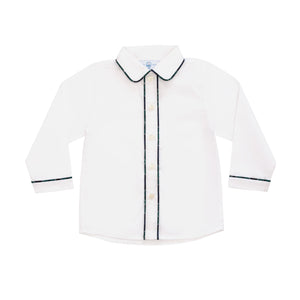 Boys holiday short set in Newbury Tartan with white poplin top and tartan trim, festive Christmas outfit for boys with coordinating sibling options