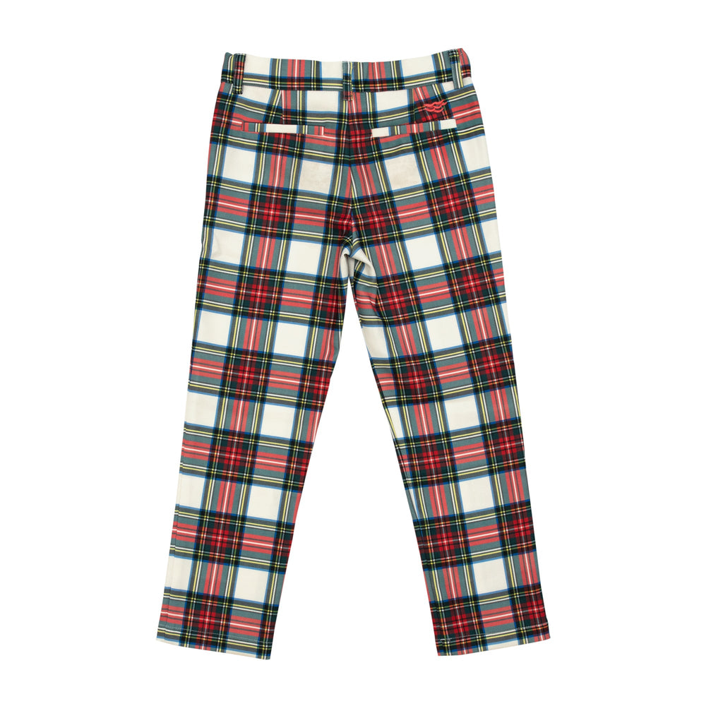 Classic boys’ holiday trousers in traditional Townsend Tartan with red and green plaid – perfect for family photos and festive occasions