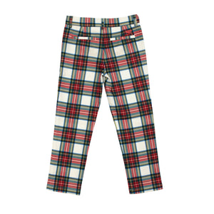 Classic boys’ holiday trousers in traditional Townsend Tartan with red and green plaid – perfect for family photos and festive occasions