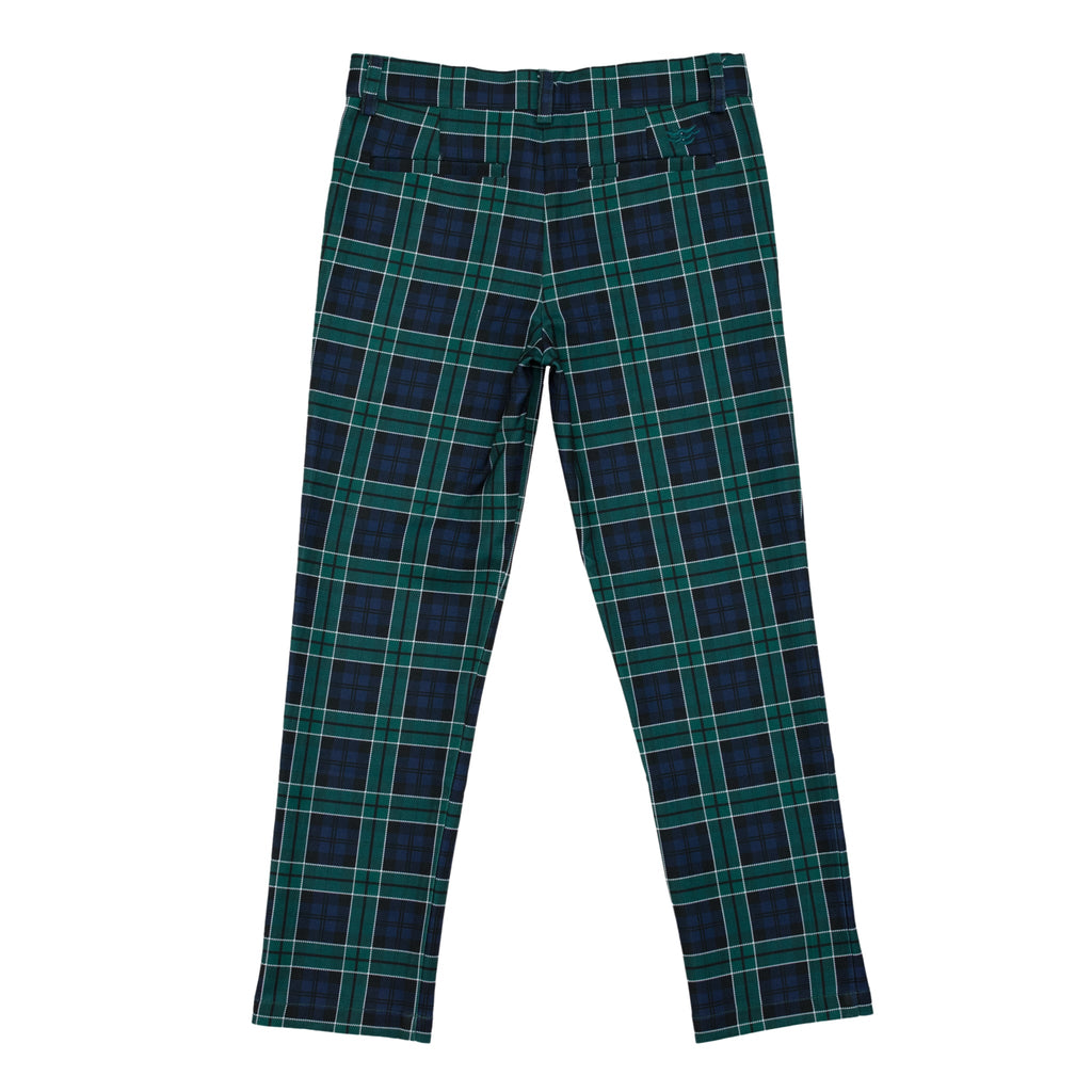 Boys holiday trousers in classic green and navy tartan, tailored Christmas pants for older boys with coordinating sibling outfits from Henry Duvall
