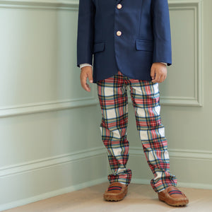 Classic boys’ holiday trousers in traditional Townsend Tartan with red and green plaid – perfect for family photos and festive occasions