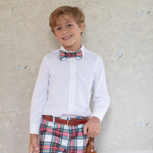 Boys’ adjustable pre-tied bow tie in red and green Townsend Tartan – festive holiday accessory for classic seasonal dressing