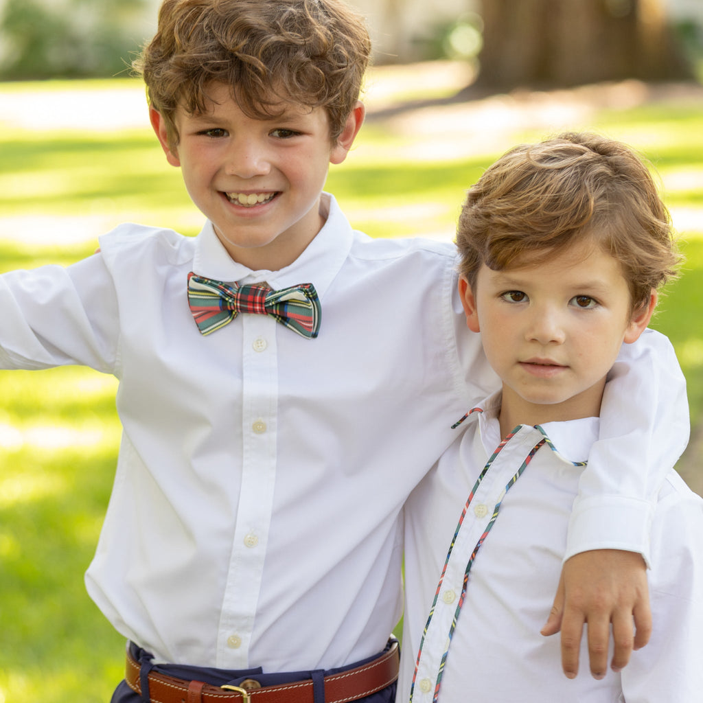 Boys’ adjustable pre-tied bow tie in red and green Townsend Tartan – festive holiday accessory for classic seasonal dressing