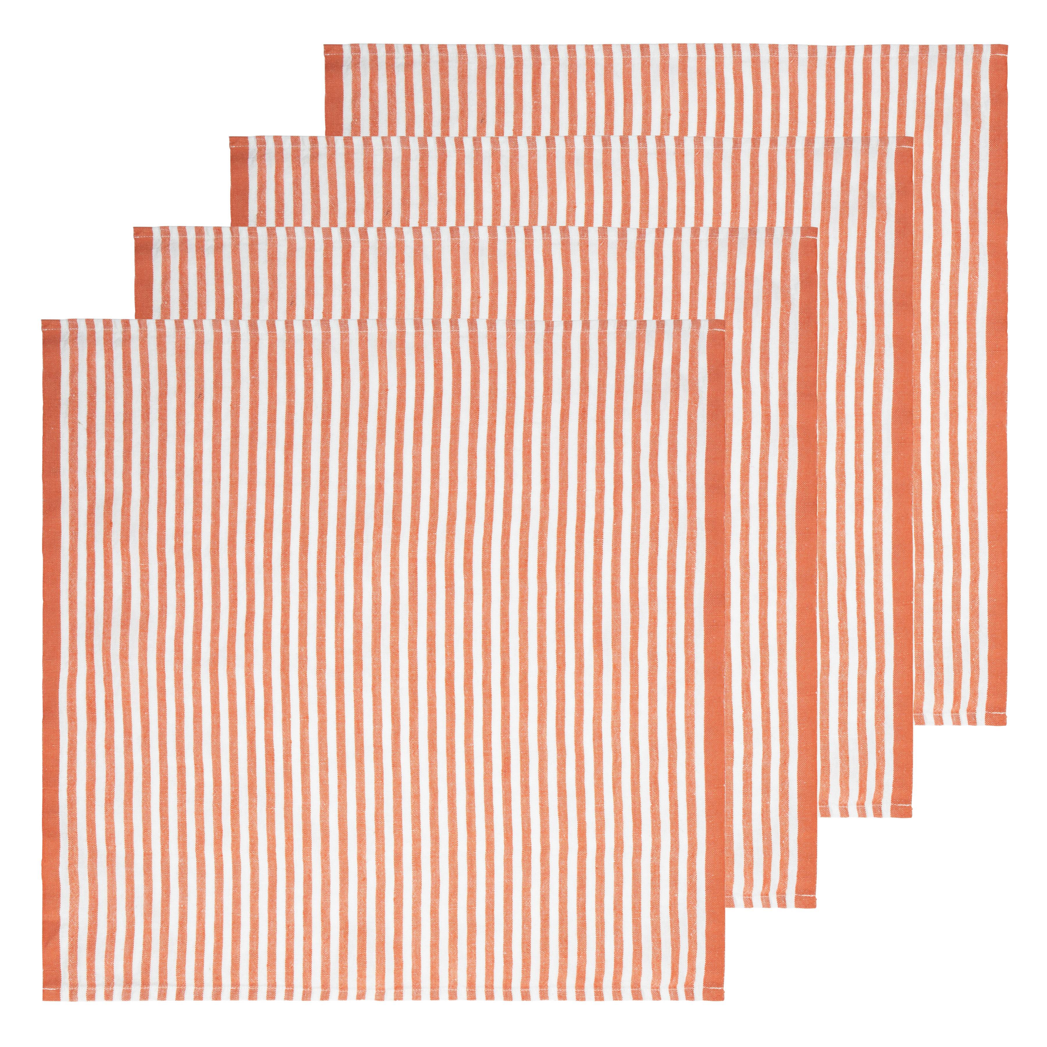 Ticking Stripe Napkin in Clementine, Set of 4