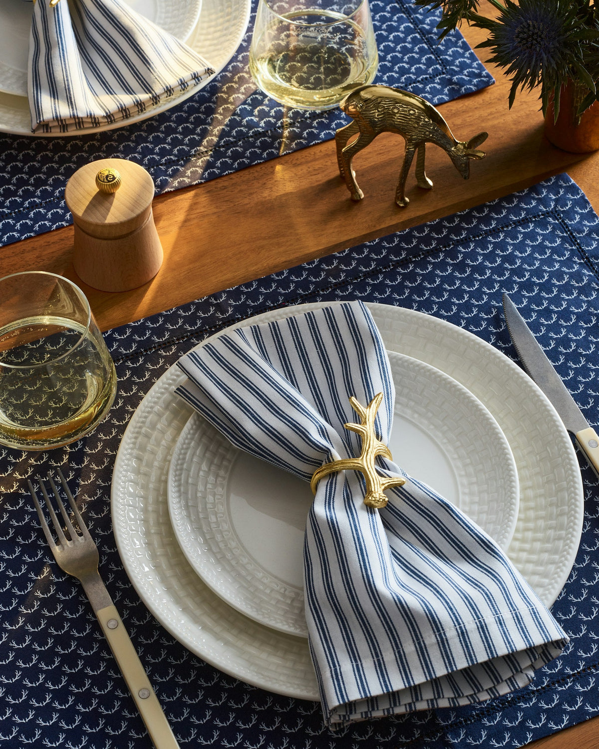 Signature Twill Napkins in Navy Gingham, Set of 4
