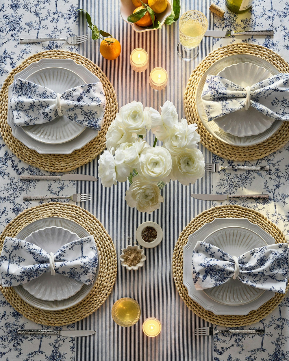 Signature Twill Runner in Navy French Ticking