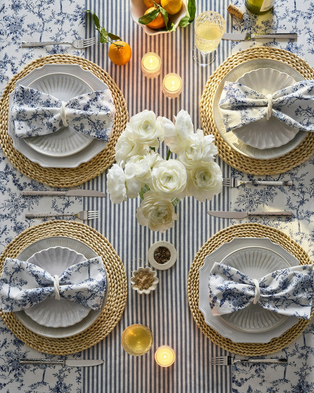 Signature Twill Runner in Navy French Ticking
