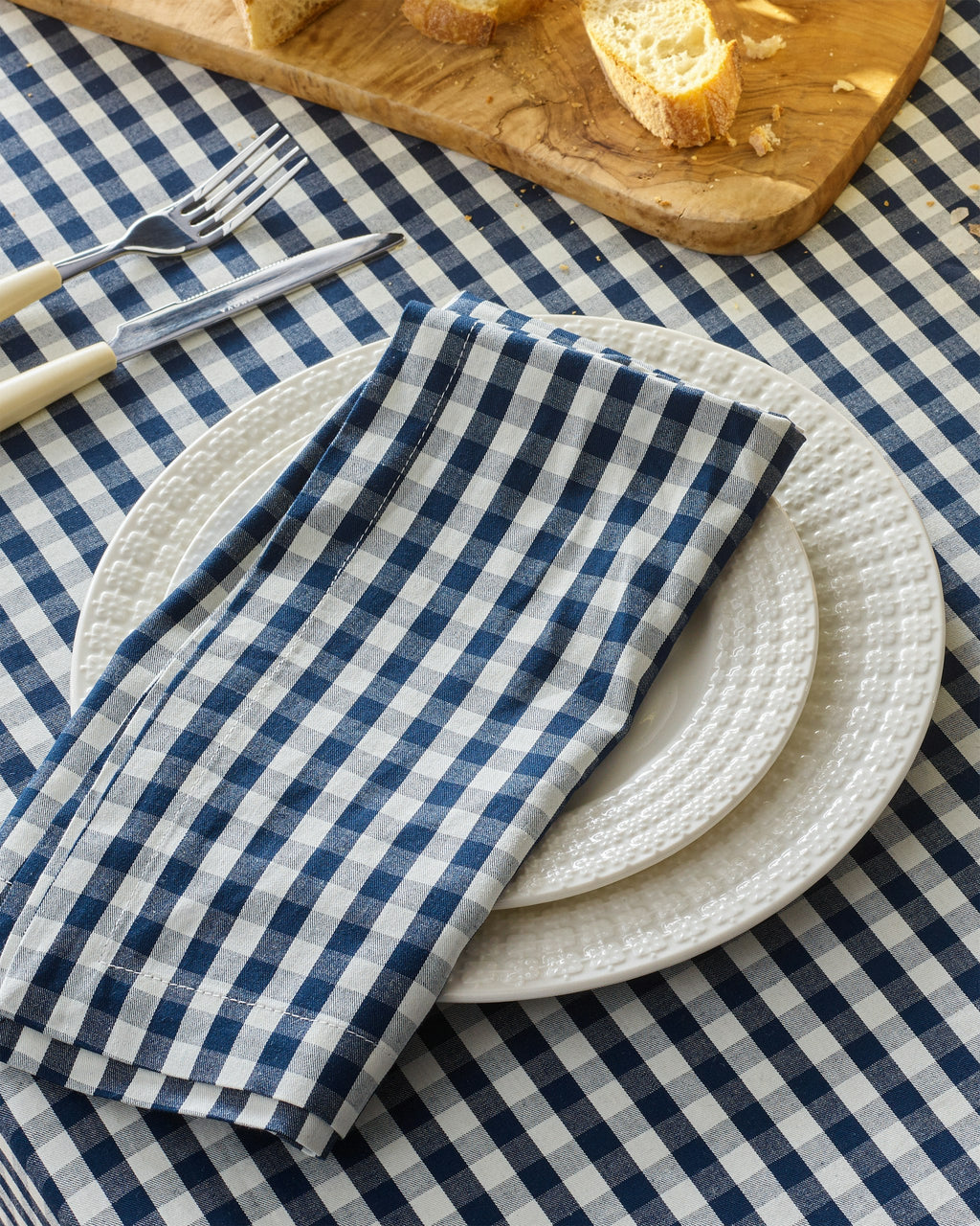 Signature Twill Napkins in Navy French Ticking, Set of 4