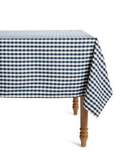Signature Twill Tablecloth in Navy French Ticking