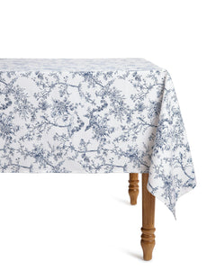 Signature Twill Tablecloth in Navy French Ticking