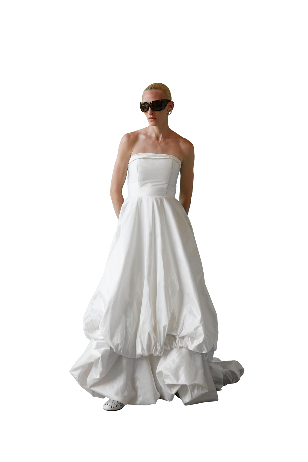 bubble hem bridesmaid dress Mikado A-Line Wedding Dress with Straight Neckline, Bubble-Hem Skirt & Open Back 12