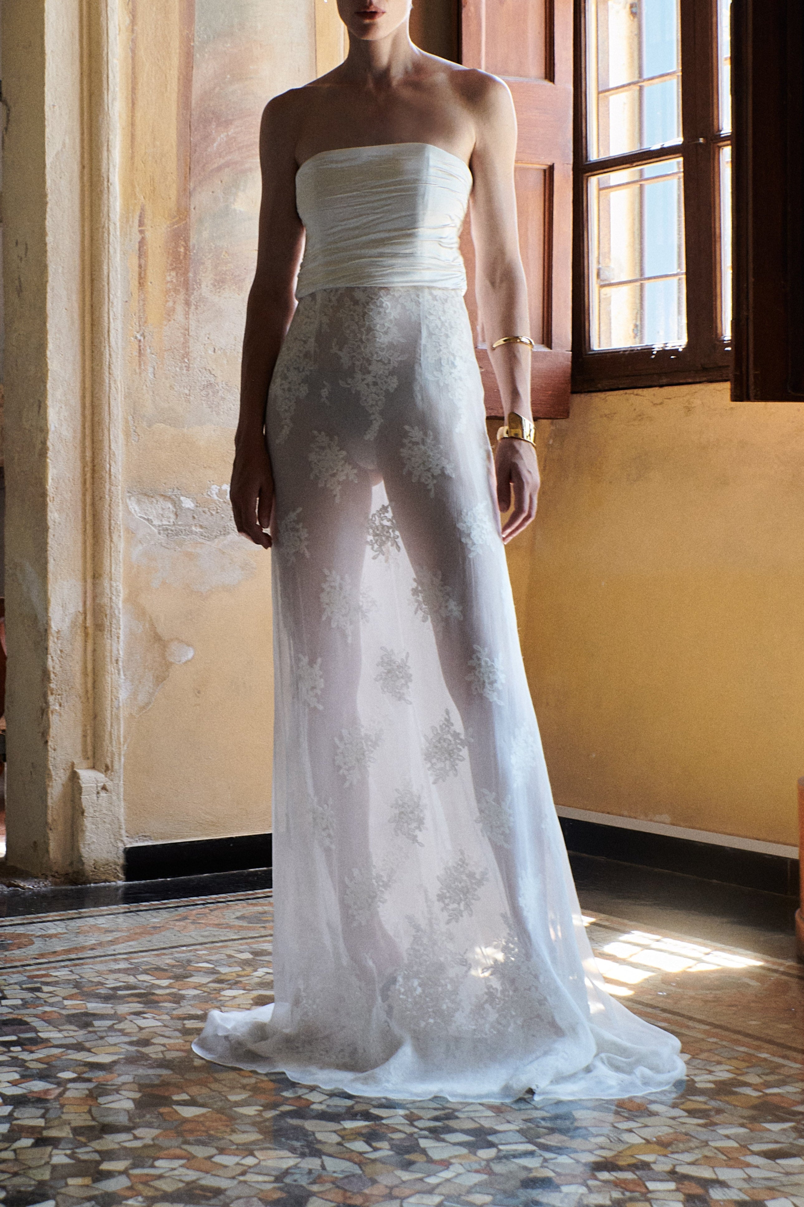 Crushed Silk & Lace Gown | STYLE 130