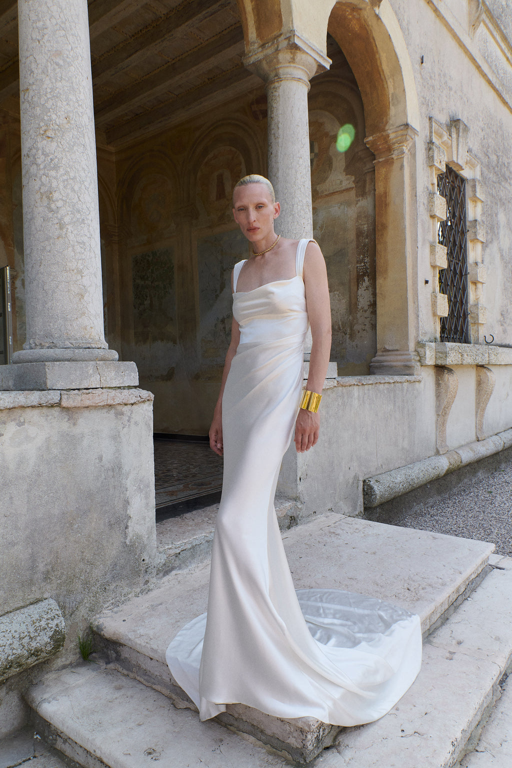 Backless Gown with Pearl Strap | STYLE 167