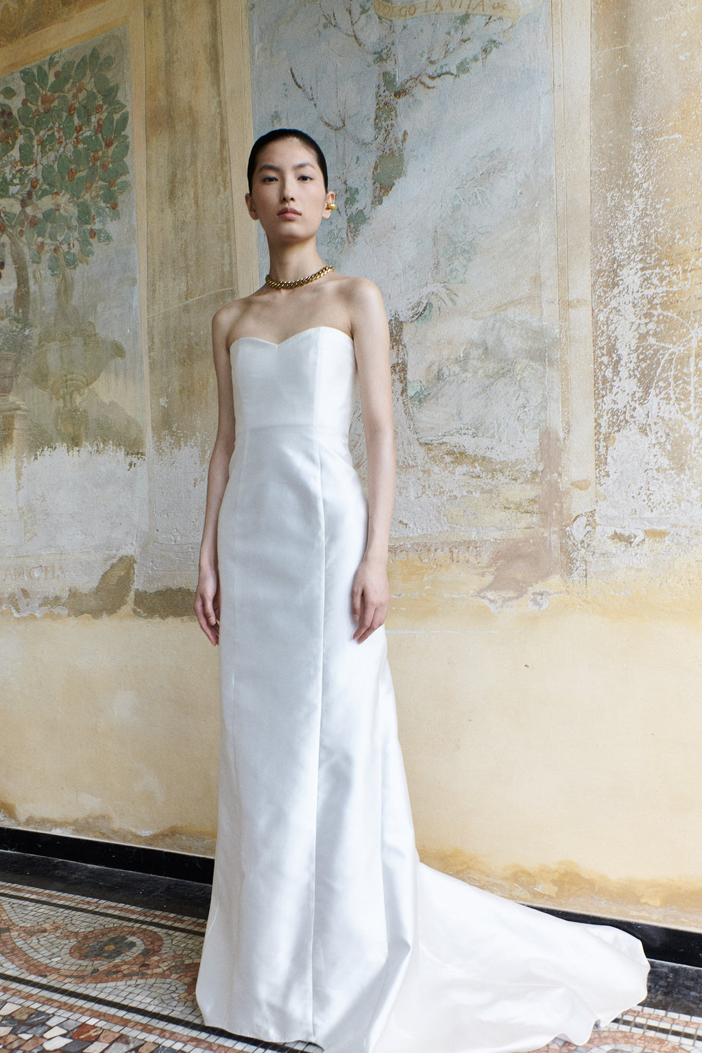 white strapless silk dress Strapless Silk Mikado Dress