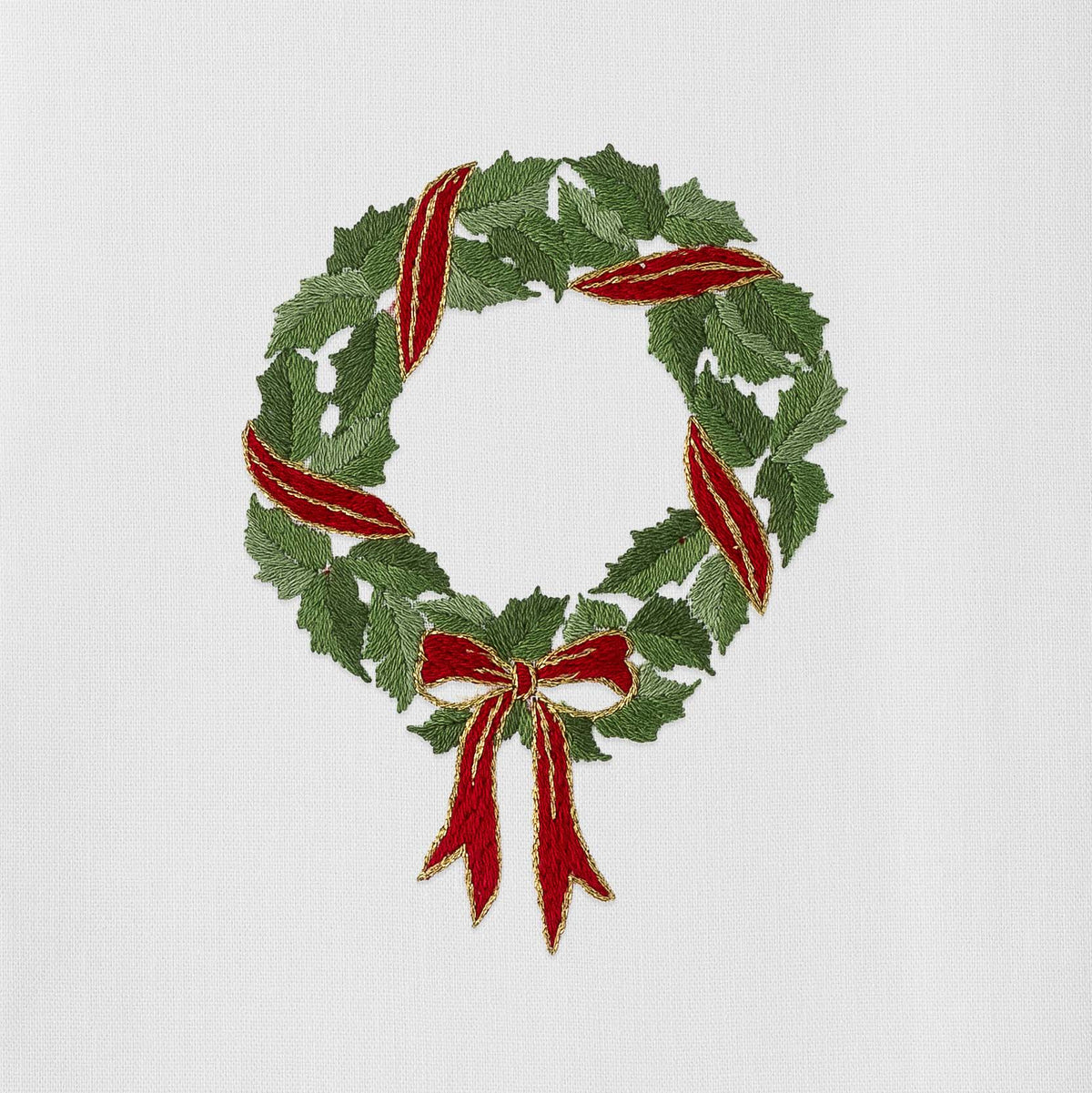 Holly Ribbon Wreath Hand Towel