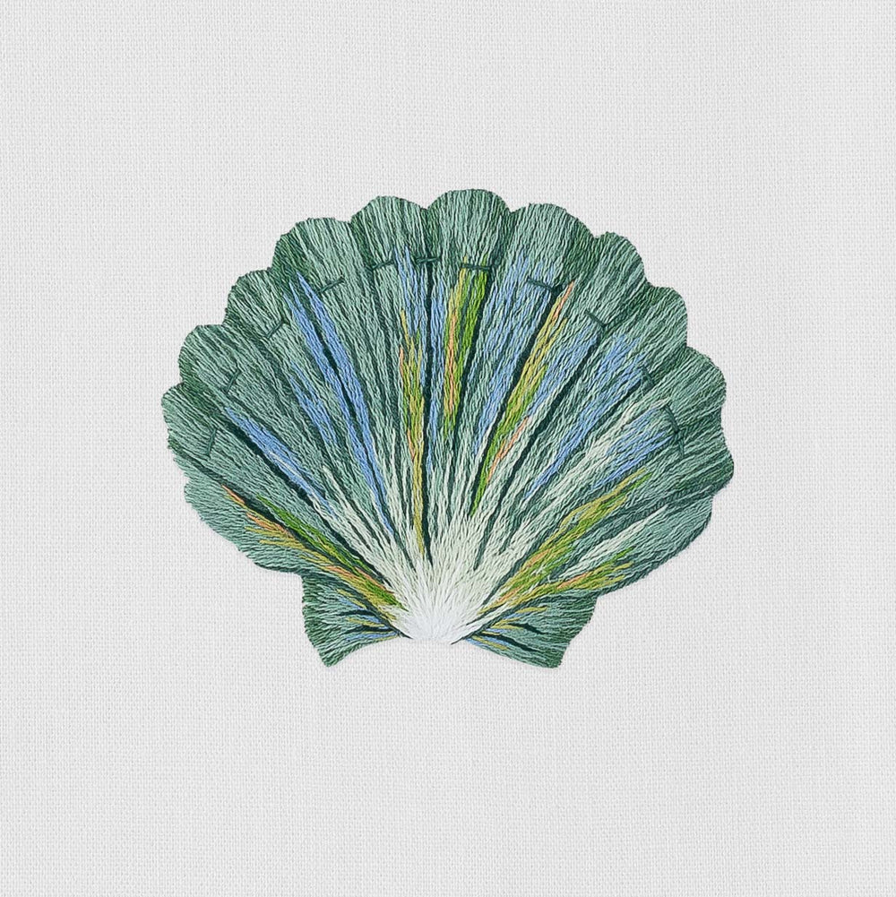 Shell Scallop Teal Hand Towel