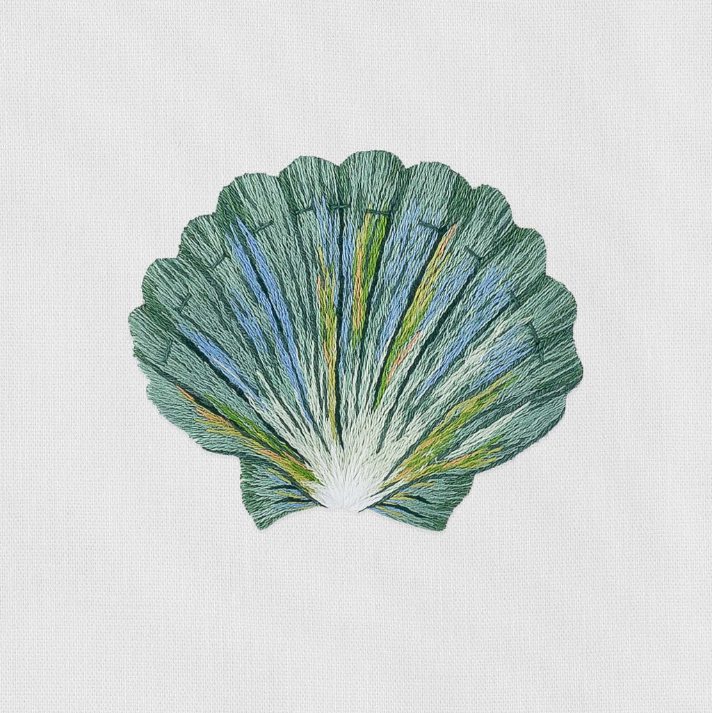 Shell Scallop Teal Hand Towel