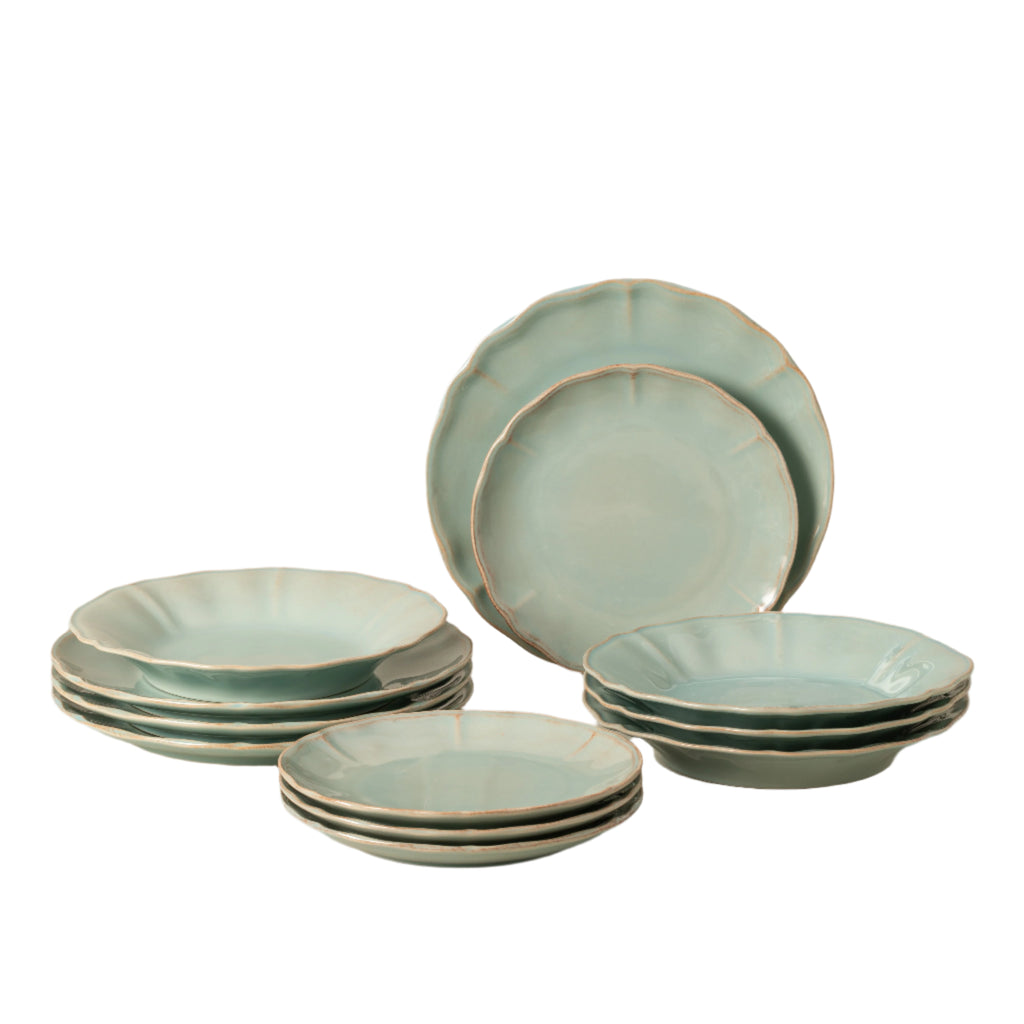 Alentejo Collection 12-pc Place Setting with Pasta Plate in Turquoise