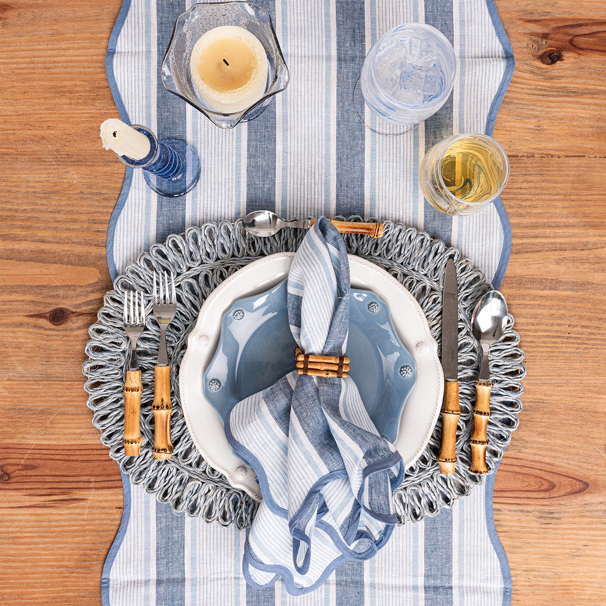 Cabana Stripe 18" x 90" Table Runner in Ocean