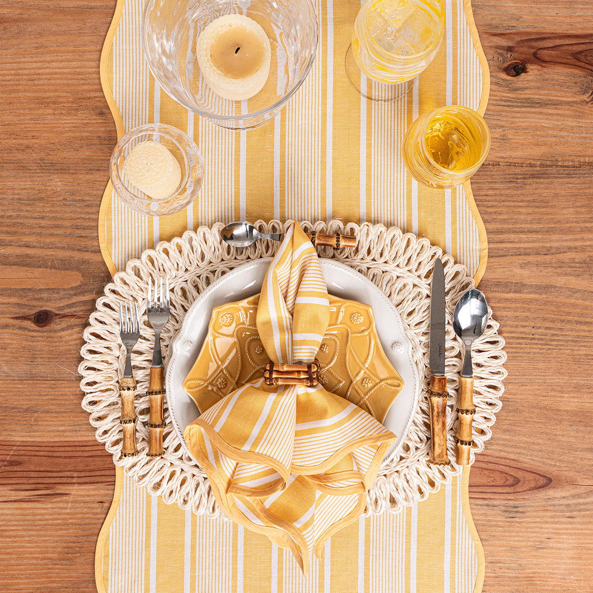 Cabana Stripe 18" x 90" Table Runner in Sunshine