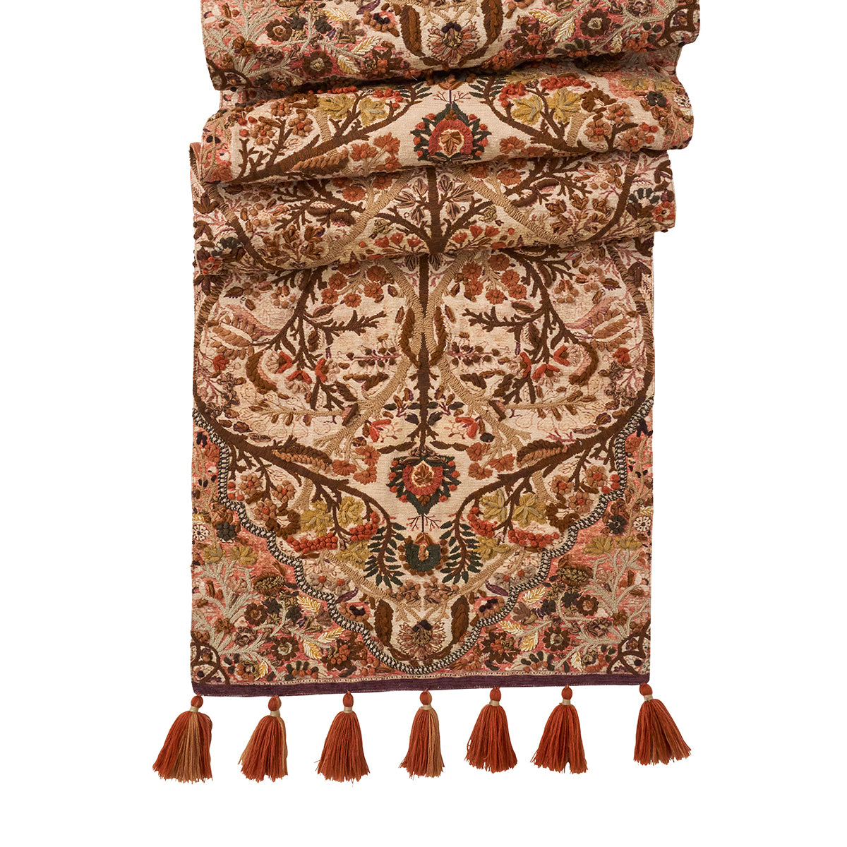 Willa Embroidered 18" x 90"  Table Runner in Amber