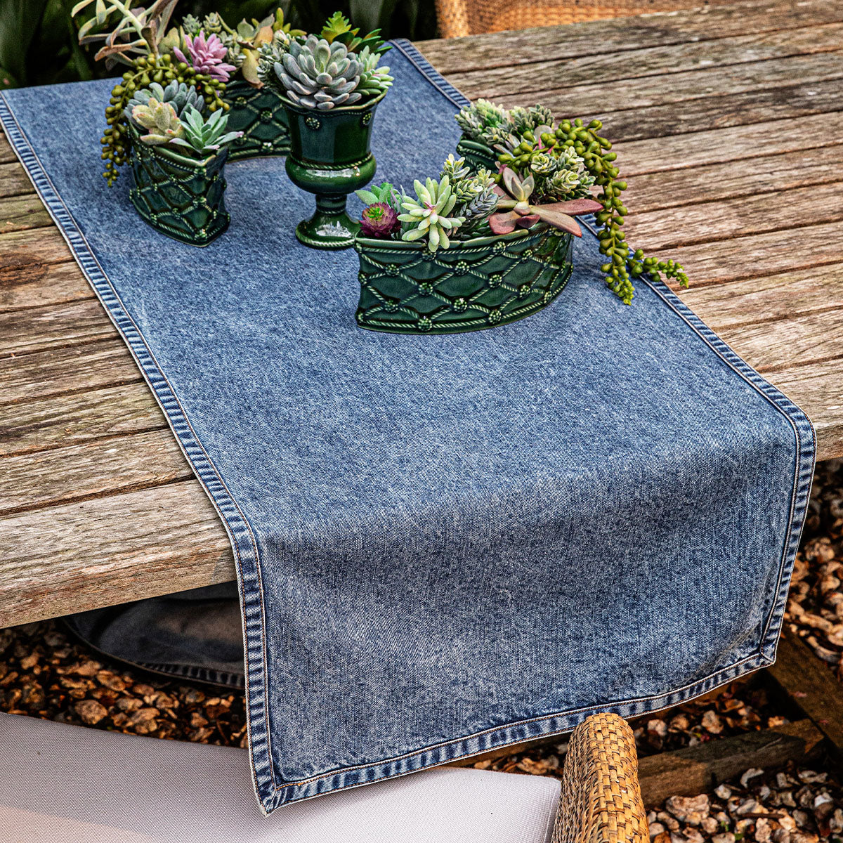 Denim 18" x 90" Table Runner in Blue