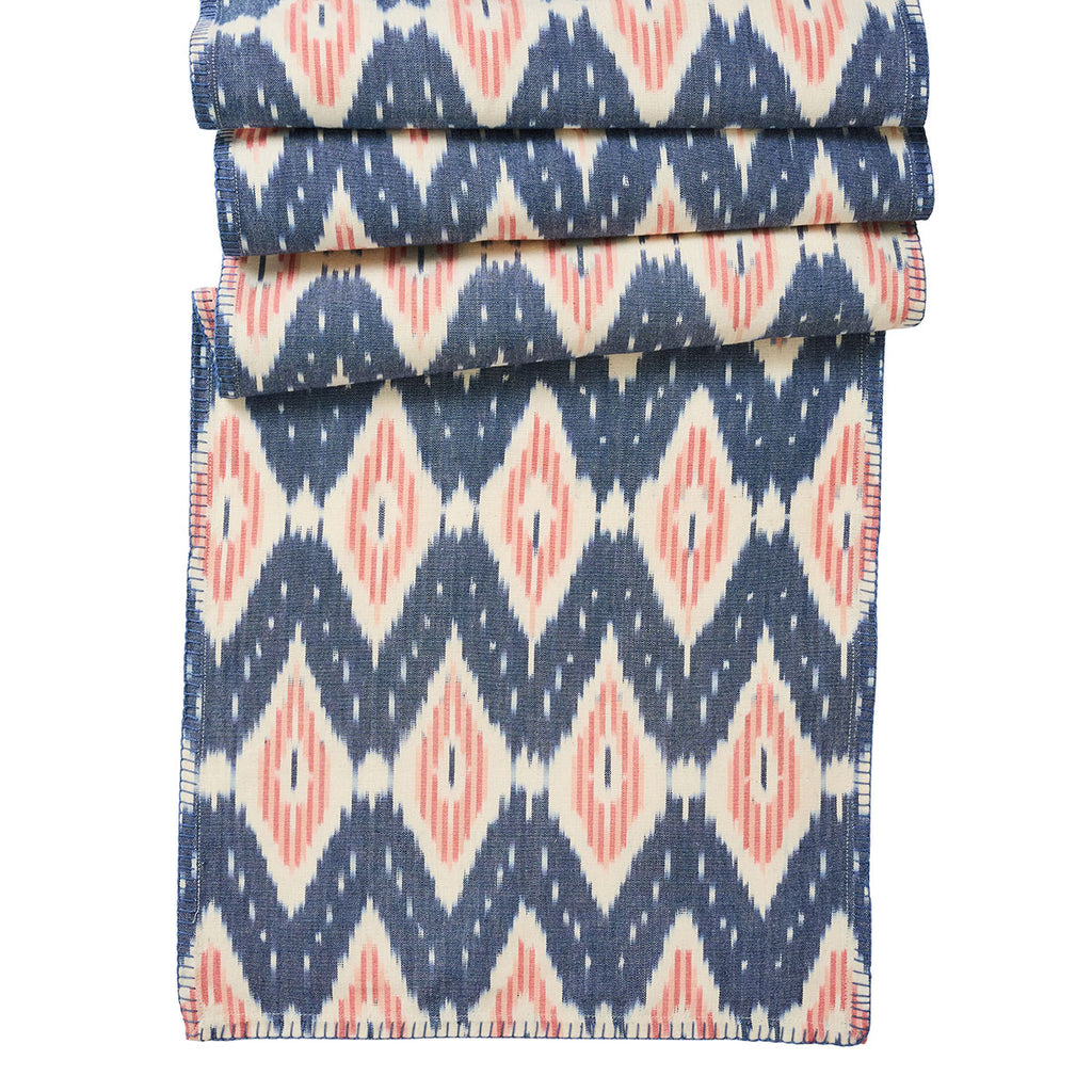 Ikat 18" x 90" Table Runner in Blue and Pink