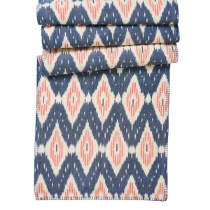 Ikat 18" x 90" Table Runner in Blue and Pink