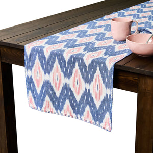Ikat 18" x 90" Table Runner in Blue and Pink