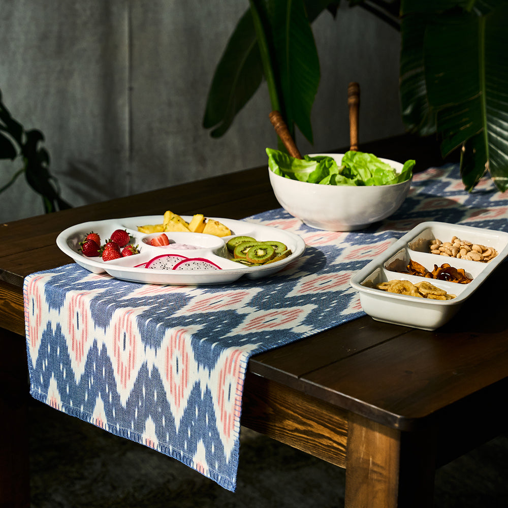 Ikat 18" x 90" Table Runner in Blue and Pink