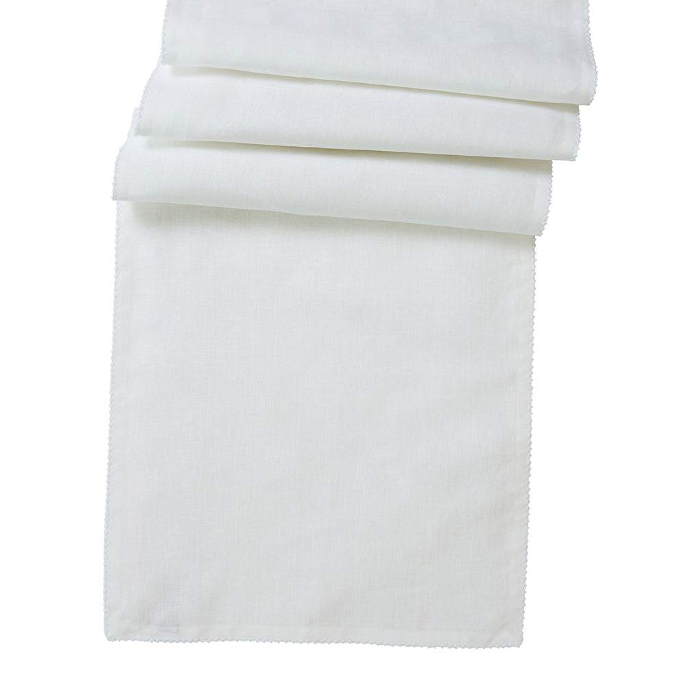 Berry Scallop 18" x 90" Table Runner in White