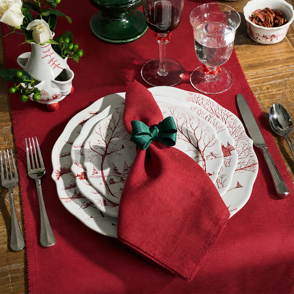 Berry Scallop 18" x 90" Table Runner in Ruby