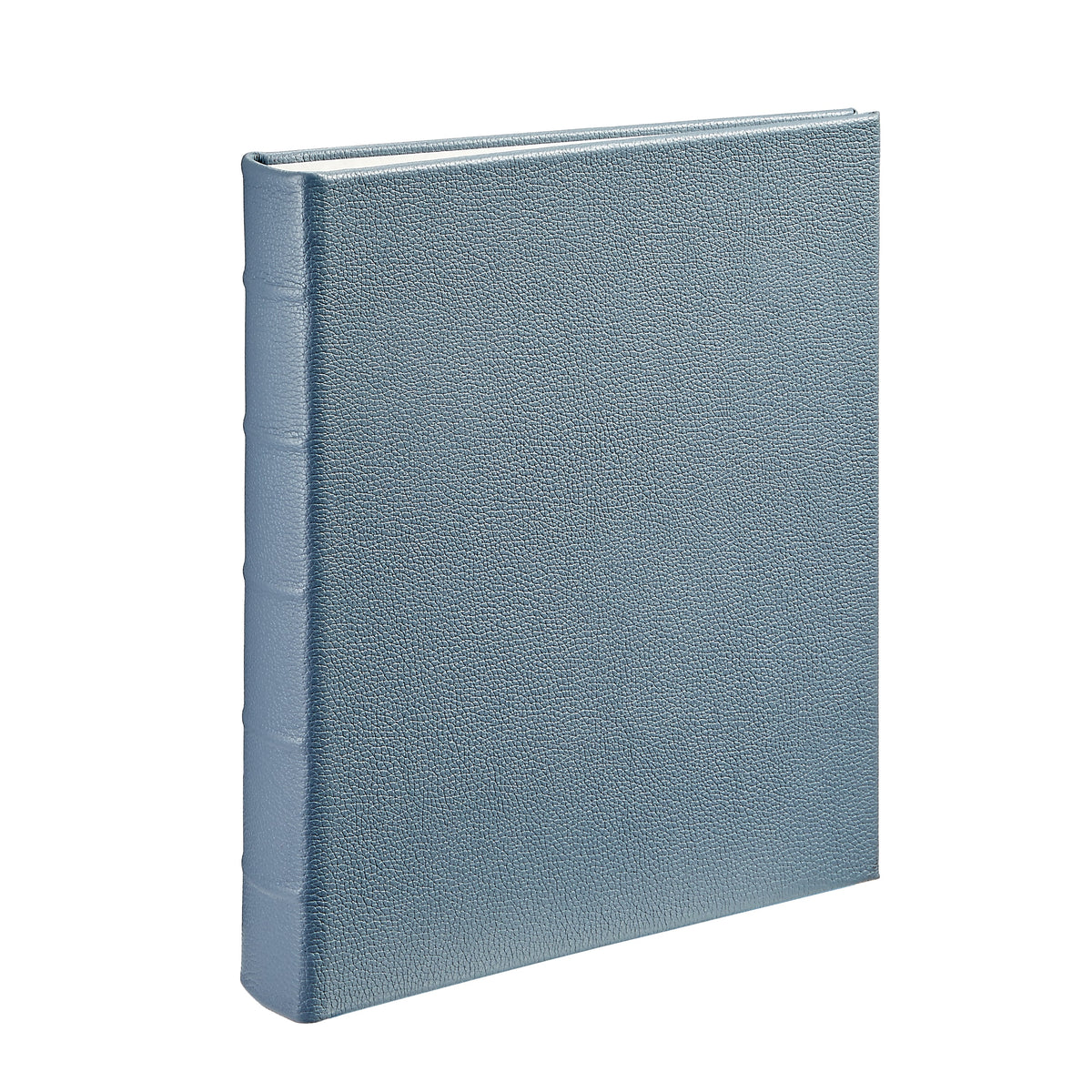 Large 3-Ring Clear Pocket Album in Slate Blue Pebble Grain Leather