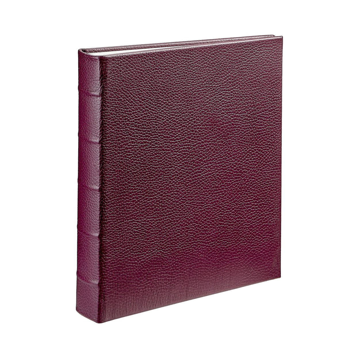 Large 3-Ring Clear Pocket Album in Wine Pebble Grain Leather