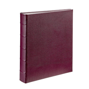 Large 3-Ring Clear Pocket Album in Wine Pebble Grain Leather