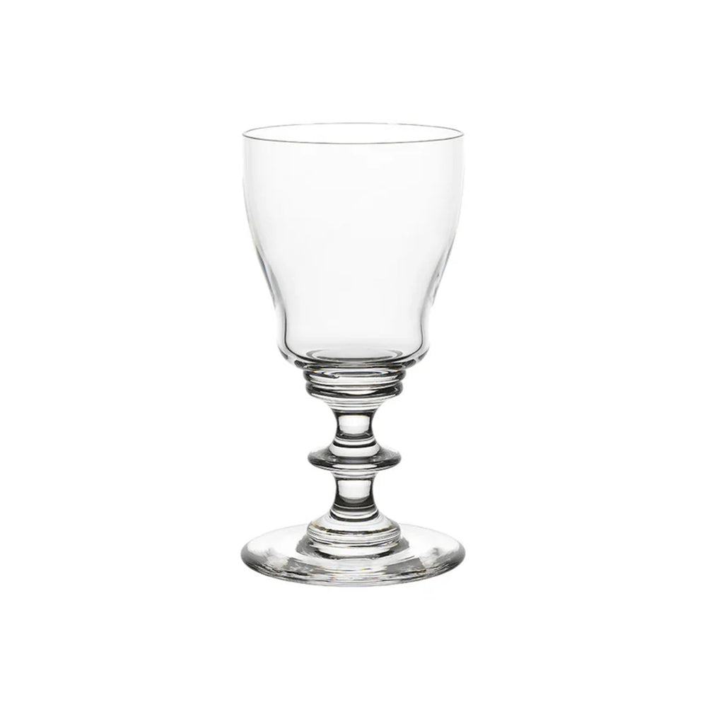 Front view of TS1GL wine glass showing rounded bowl and stacked-ring stem on white background