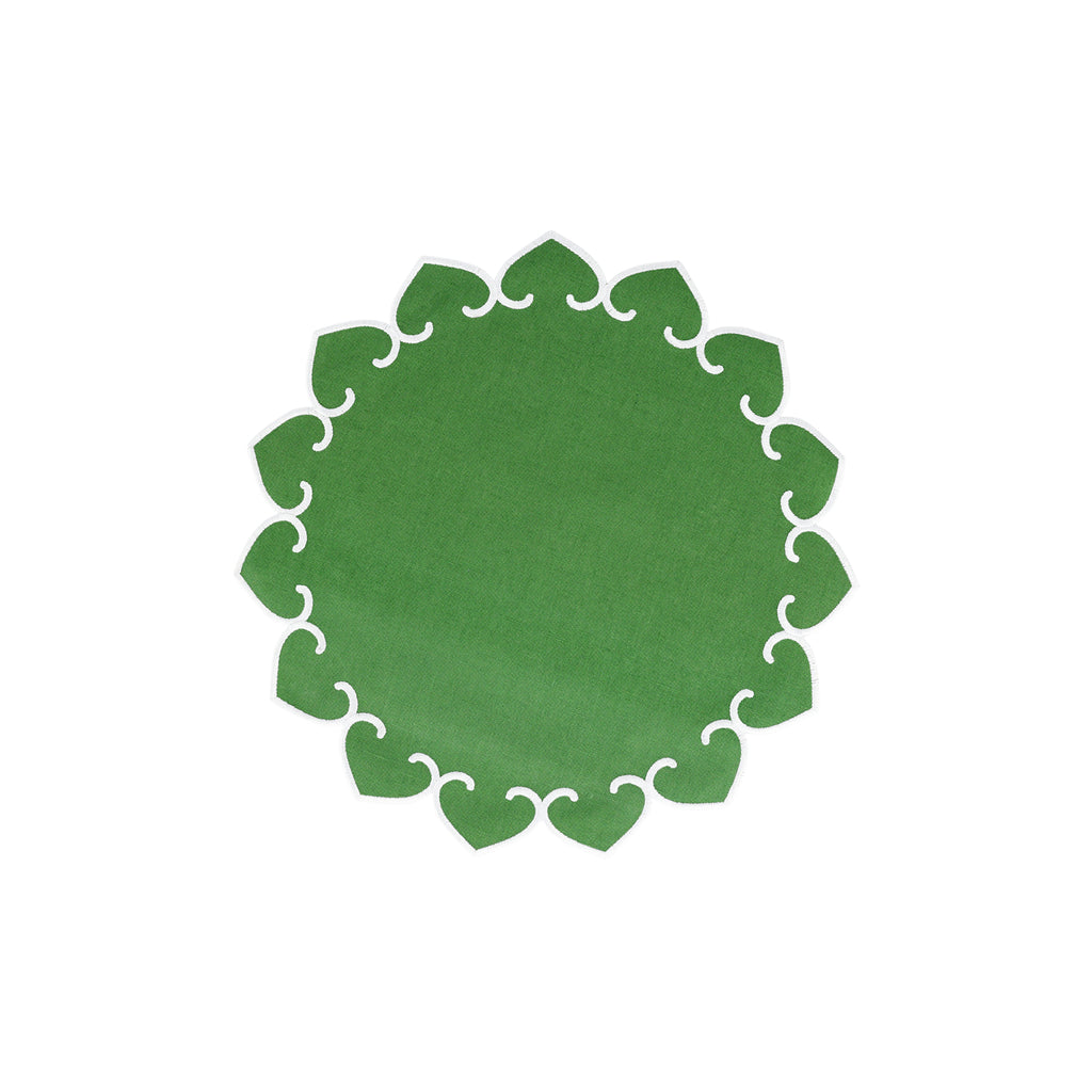 Tessuti Cornflower Round Placemats with White Stitching, Set of 4