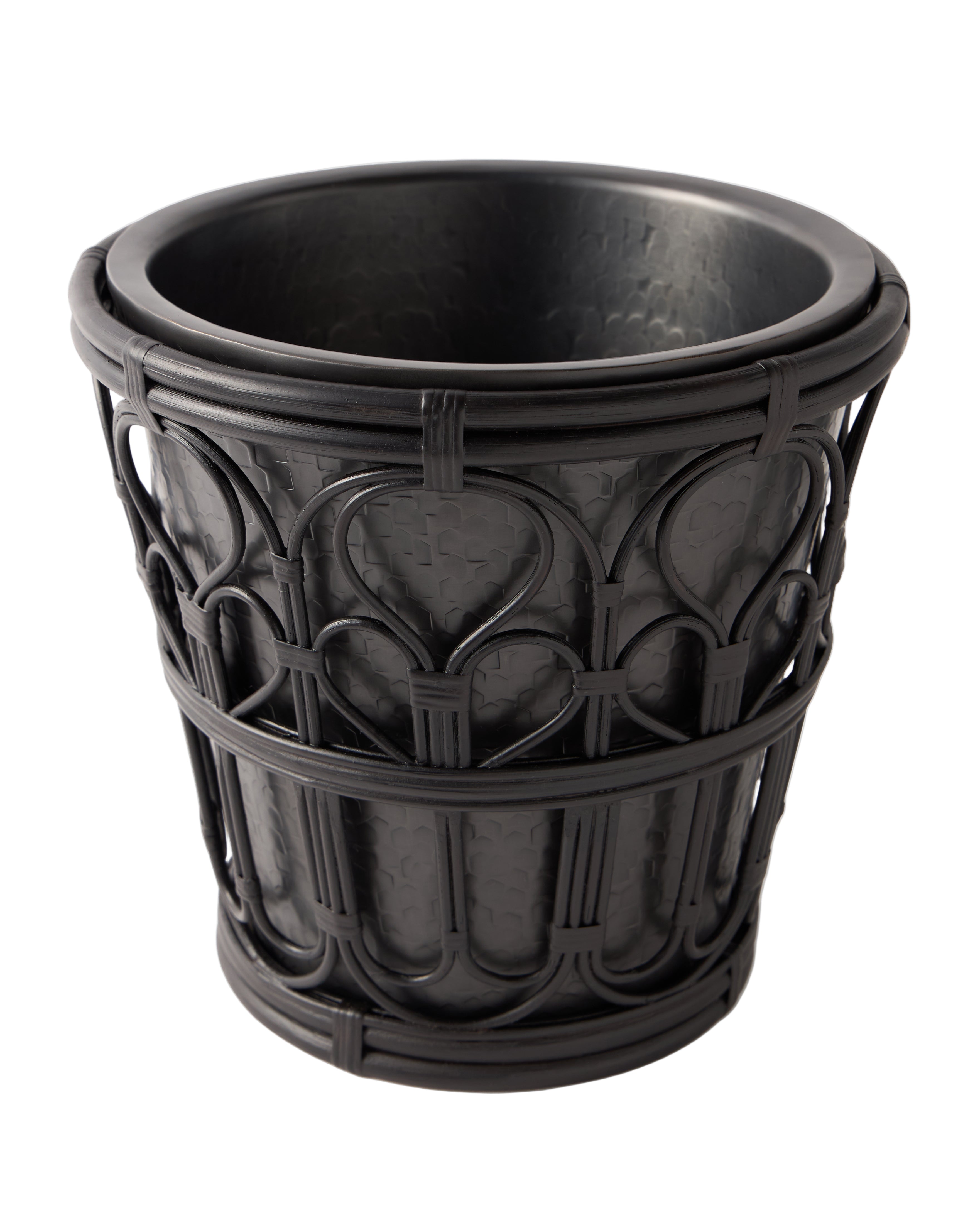 Viya Champagne Bucket in Cane and Brass