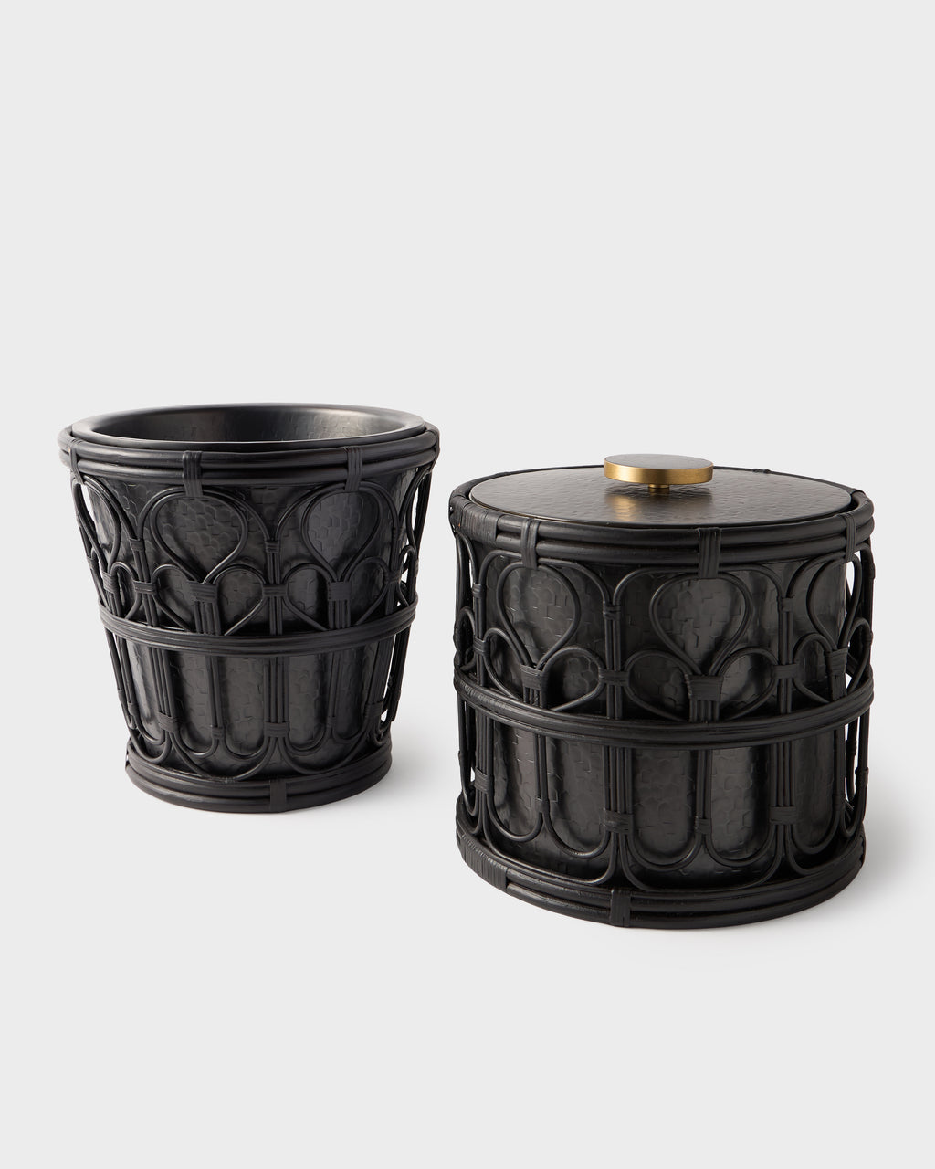 Viya Champagne Bucket in Cane and Brass