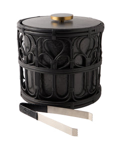 Viya Ice Bucket in Cane and Brass with Tongs