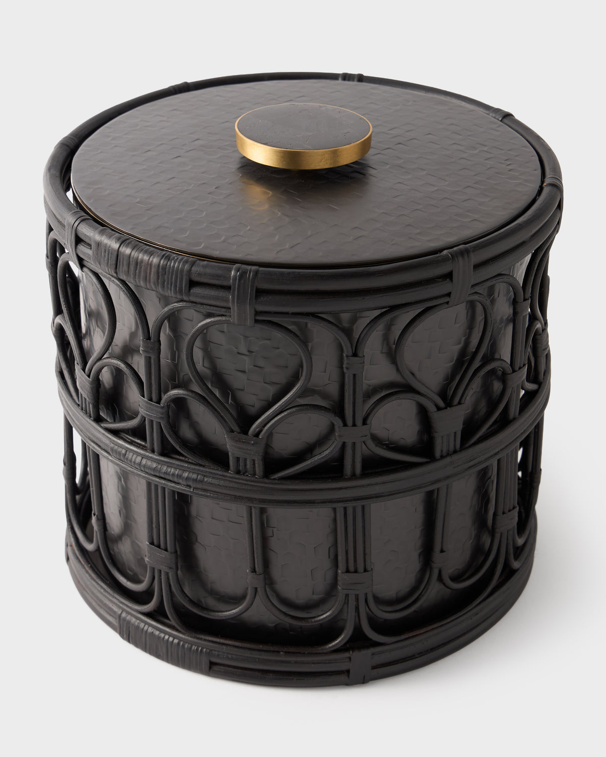 Viya Ice Bucket in Cane and Brass with Tongs