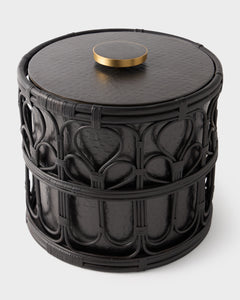 Viya Ice Bucket in Cane and Brass with Tongs