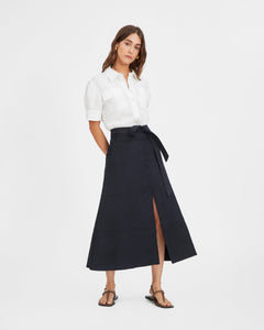 Hudson Skirt in Black Linen