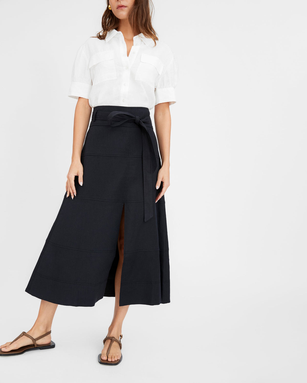 Hudson Skirt in Black Linen