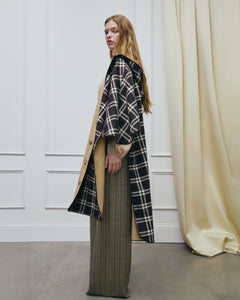 Carlisle Reversible Coat in Dark Fig Plaid
