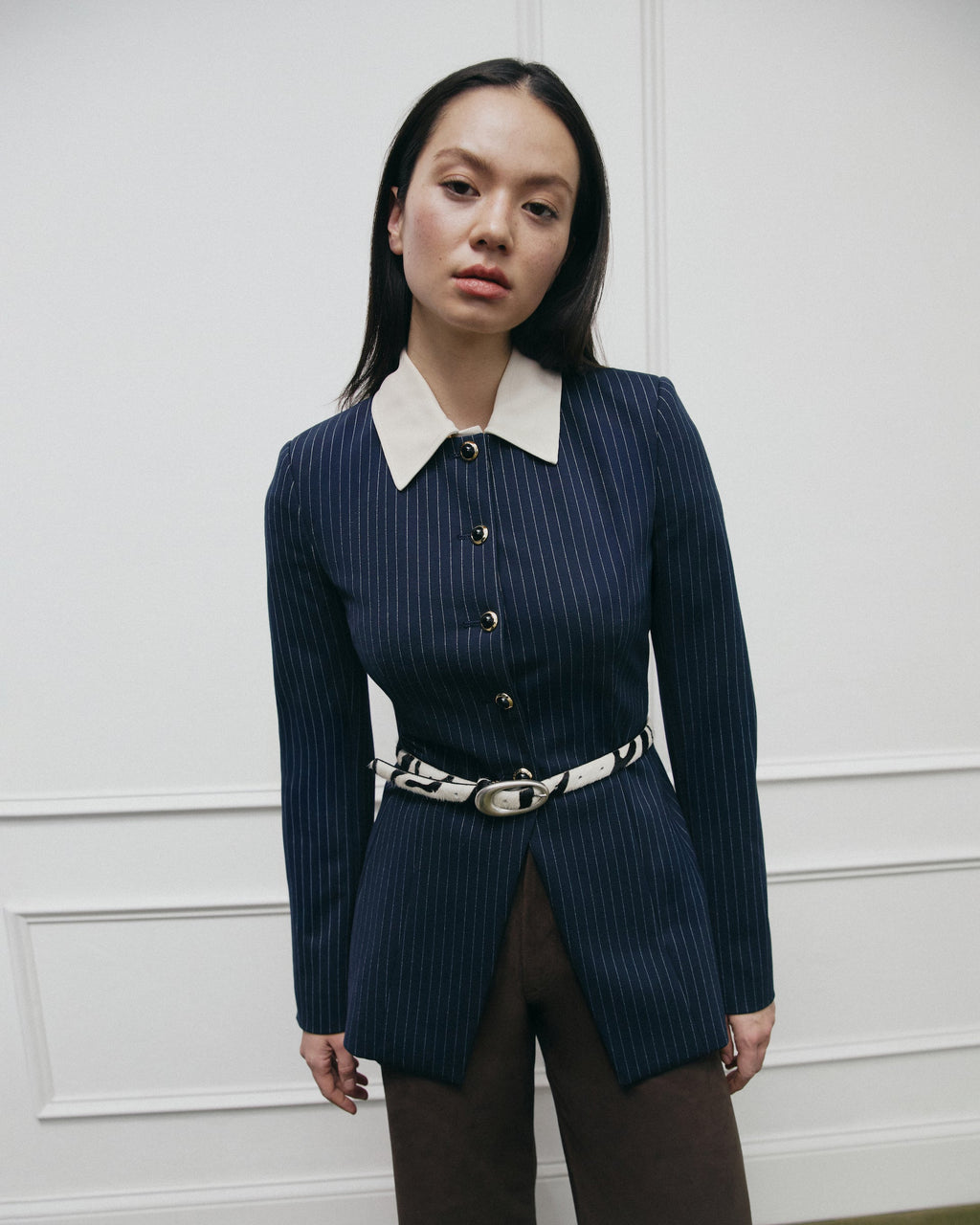 Heather Blazer in Midnight/Cream Multi