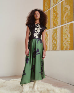 Violeta Dress in Dark Fig & Forest Green Multi