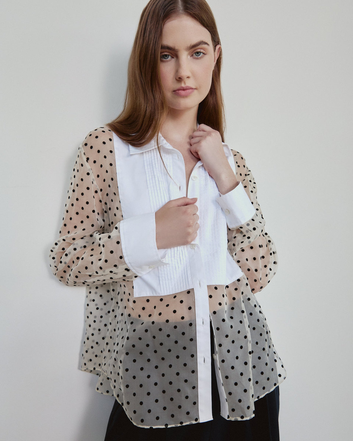 Arielle Top in Cream, Black & Optic White