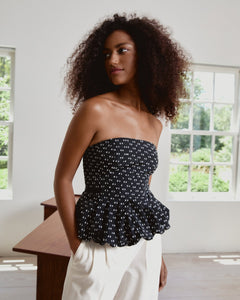 Farah Top in Black & Ivory Multi